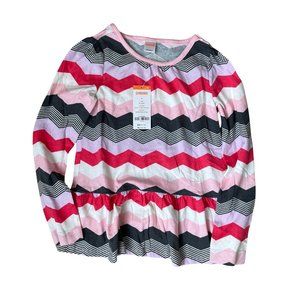 GYMBOREE || Girls Pink White Chevron Long-Sleeve Top - Size 7 NWT